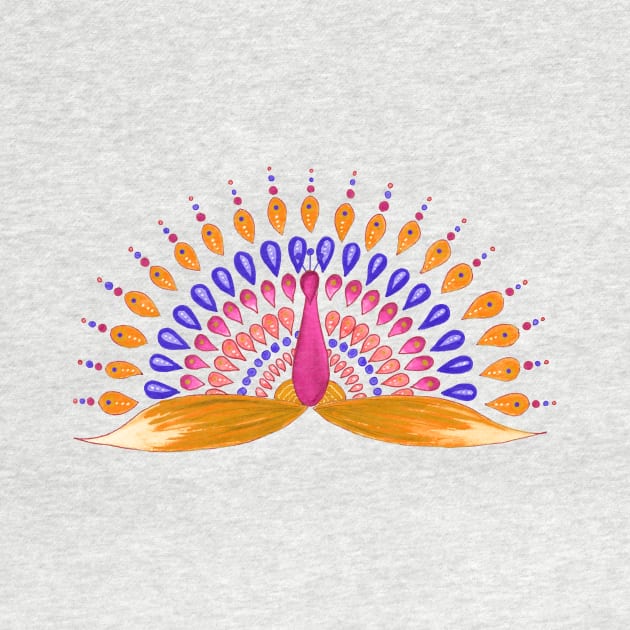 Mandala peacock - orange, pink and blue by Home Cyn Home 